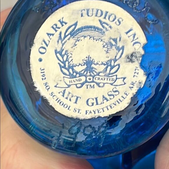 Ozark Studios Handblown Blue Bird Signed & Dated 1989 Made In USA - Picture 4 of 6